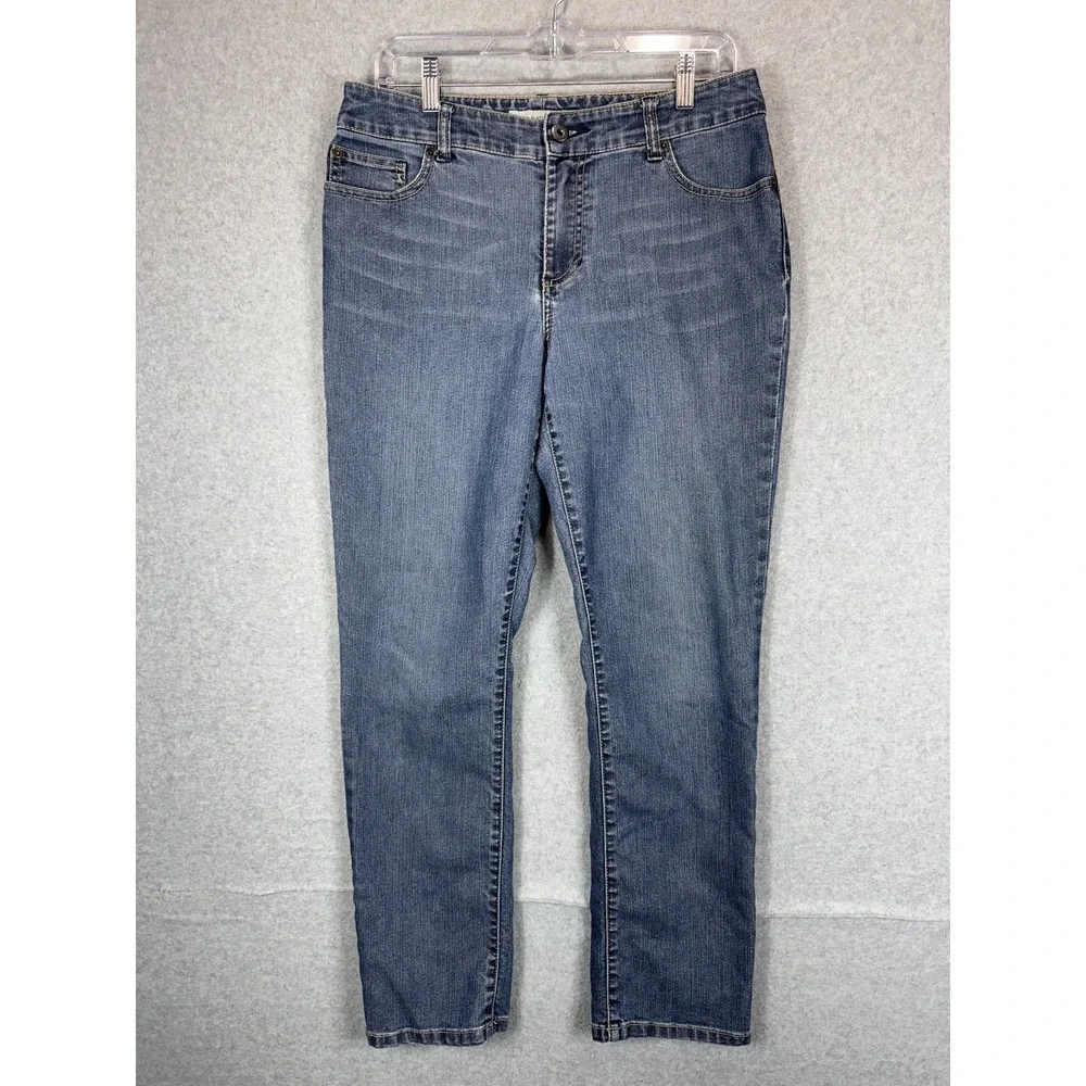 Chicos Platinum Denim Jeans Womens Chicos Sz‎ 1 (US 8) Short Blue Ultimate Fit